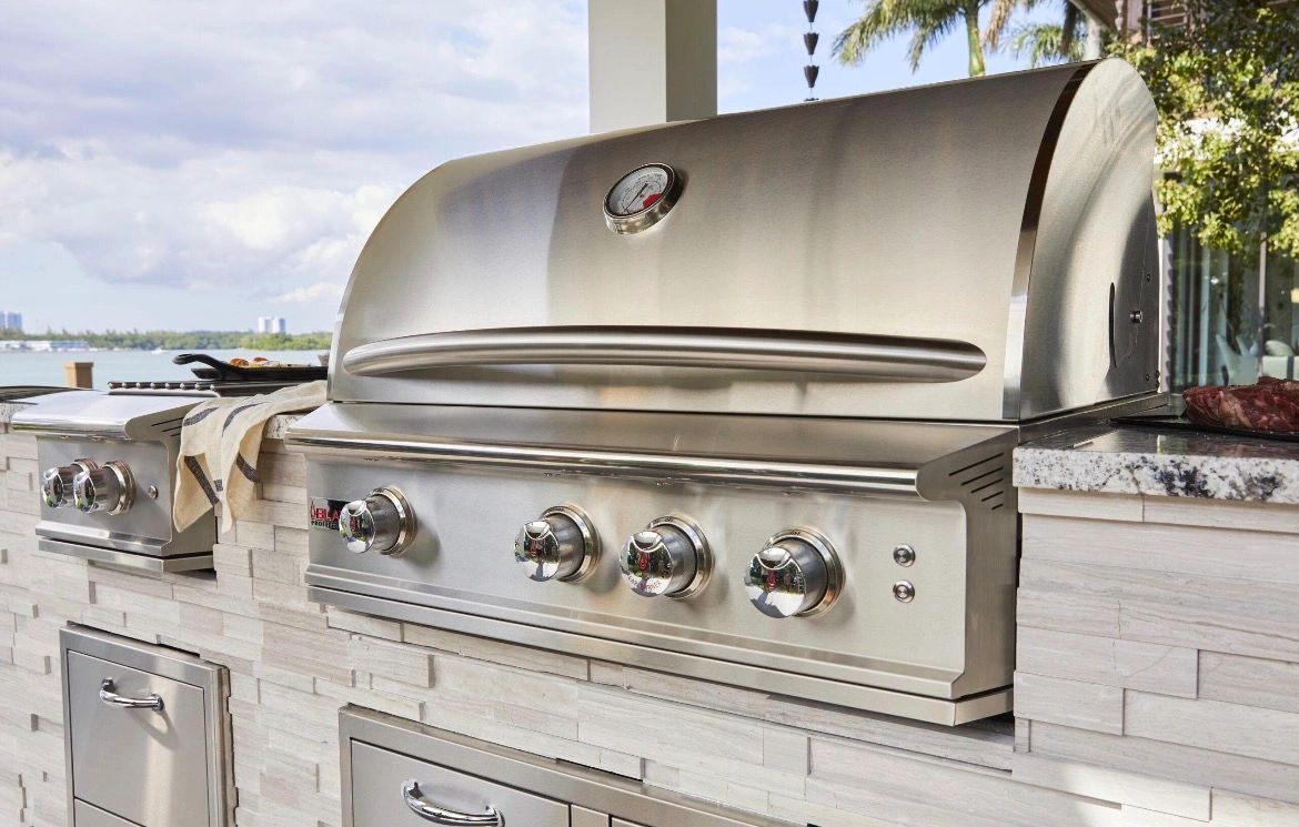 Built-in Blaze grill in an outdoor kitchen